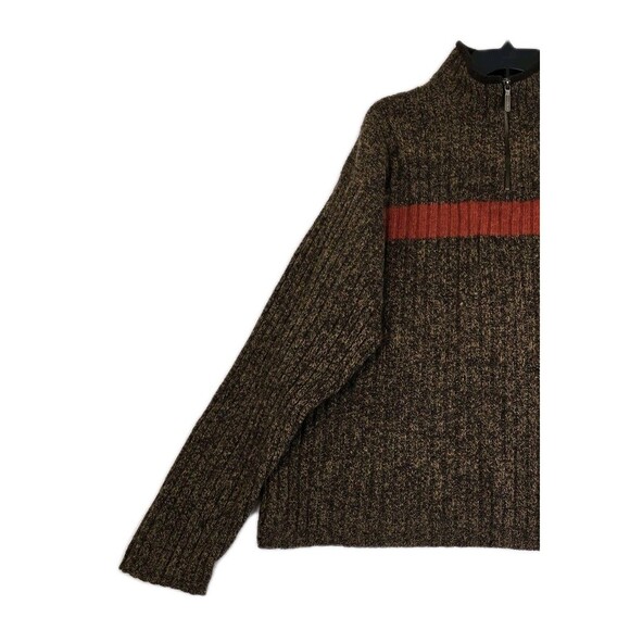 American Eagle Outfitters Sweater Mens Sz XXL Brown Red Half Zip Wool Mock Neck - Picture 4 of 15